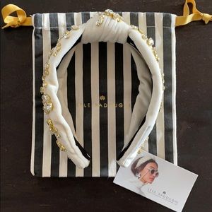 New lele sadoughi cream velvet crystal headband